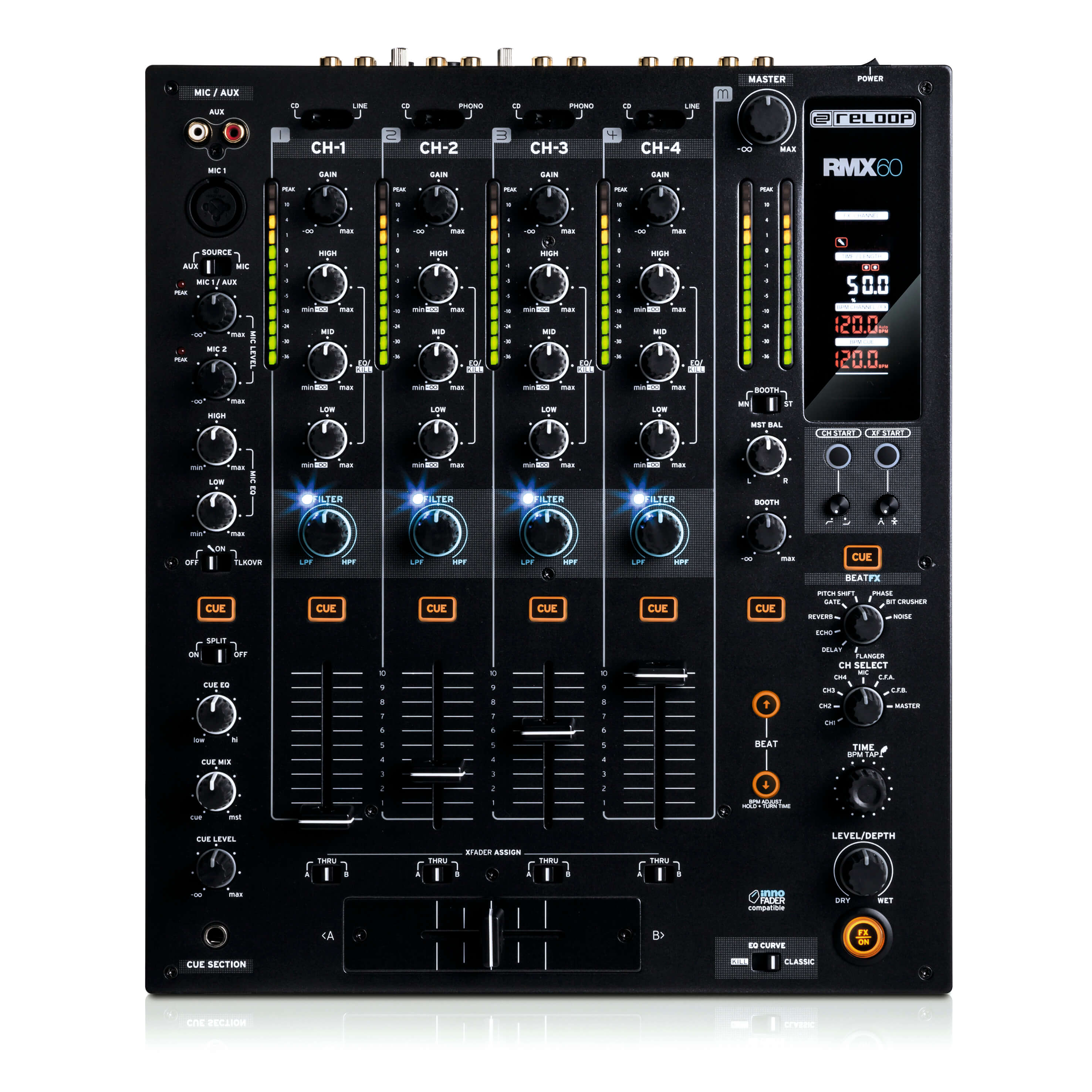 Reloop RMX60 DIGITAL Professional 4 Channel Mixer With Digital FX