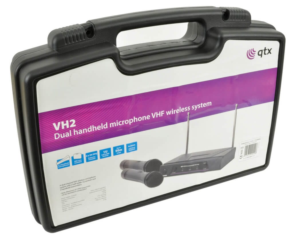 QTX VH2 Dual Handheld Microphone VHF Wireless System HyTek Electronics